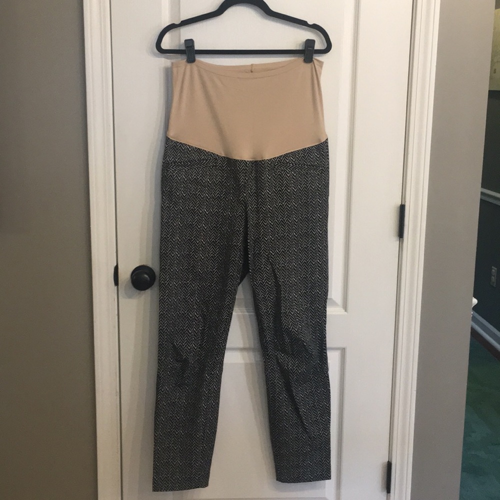 Maternity black and white pattern pants 14 long